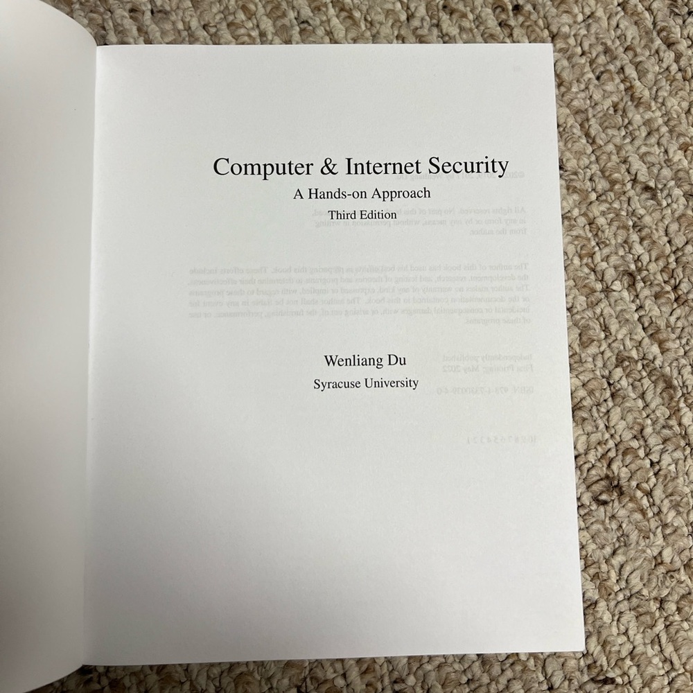 📘WENLIANG DU: “Computer & Internet Security” third edition book. - Picture 4 of 9